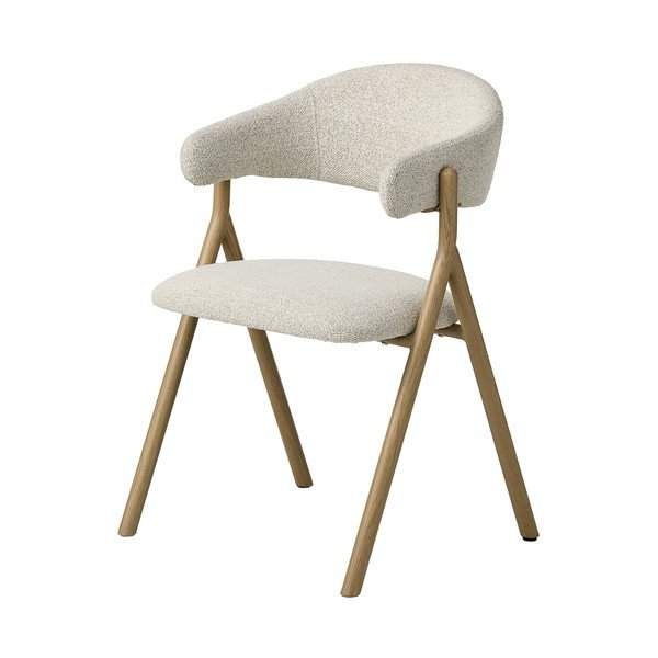 Krémovobiele/v prírodnej farbe čalúnené jedálenské kreslo s podrúčkami Frances – Unique Furniture