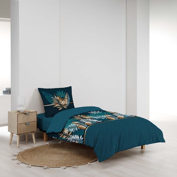 Bavlnené obliečky na jednolôžko v petrolejovej farbe 140x200 cm Alianor – douceur d'intérieur-image-2