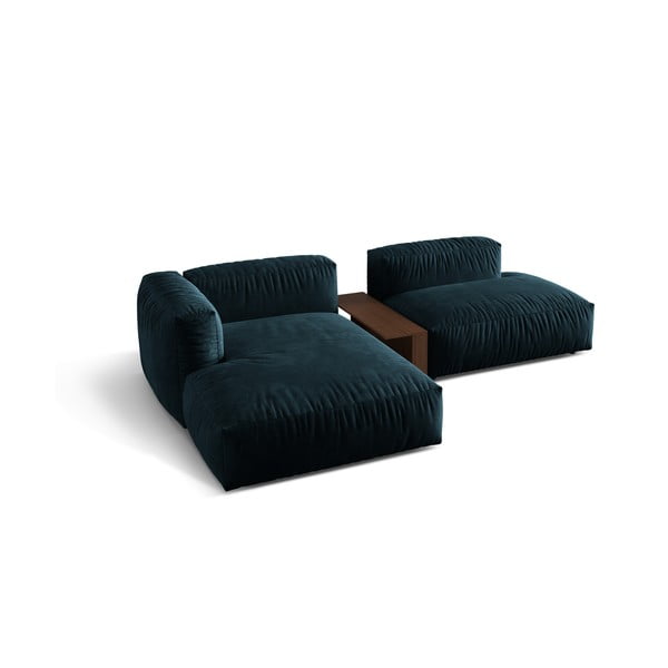 Tmavomodrá zamatová modulárna rohová pohovka (ľavý roh/s leňoškou) Martina – Micadoni -image-2