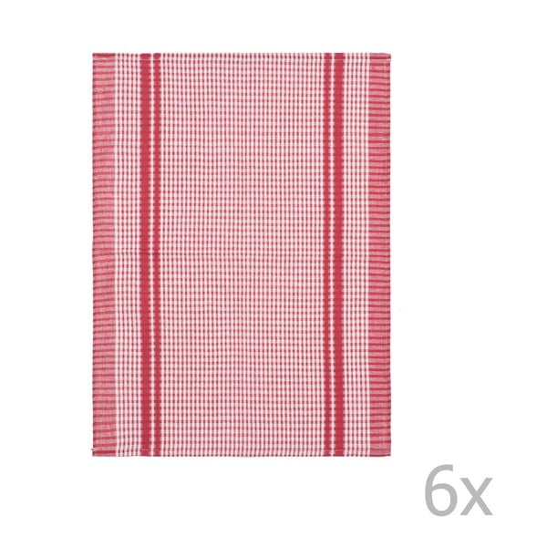 Sada 6 červených bavlnených utierok Tiseco Home Studio Waffle, 50 × 70 cm