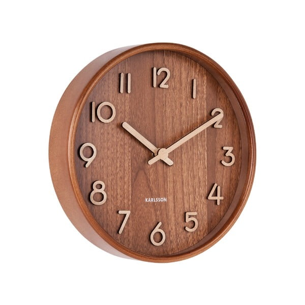 Hnedé nástenné hodiny z lipového dreva Karlsson Pure Small, ø 22 cm-image-1