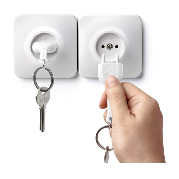 Vešiačik na kľúče s bielou kľúčenkou Qualy UnPlug