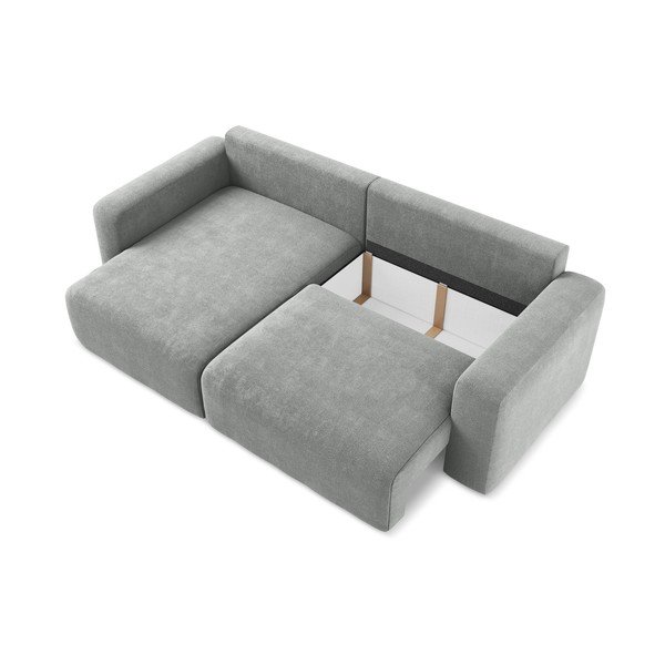 Sivá ženilková rozkladacia/s úložným priestorom rohová pohovka (ľavý roh/s leňoškou) Kona – Makamii-image-4