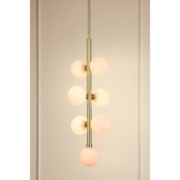 Biele/v zlatej farbe kovové závesné svietidlo so skleneným tienidlom ø 27 cm Trieste – Premier Housewares-image-1