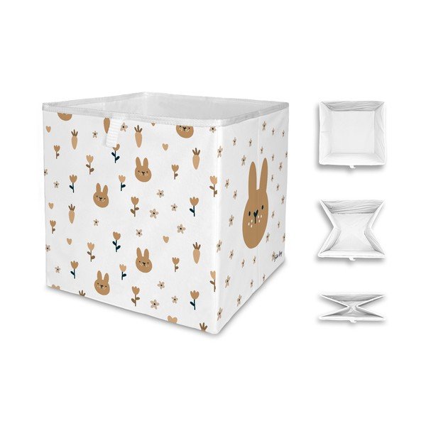 Biely látkový detský organizér na hračky 32x32x32 cm Sweet Bunnies – Butter Kings-image-3