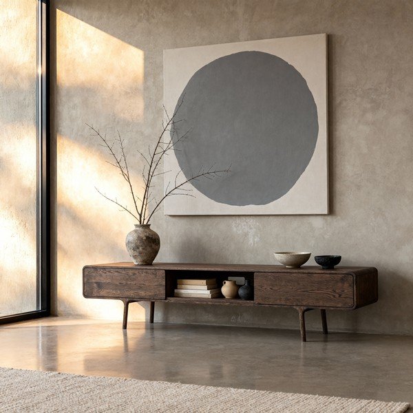 Hnedý TV stolík z dubového dreva 220x45x45 cm Fawn – Gazzda-image-3