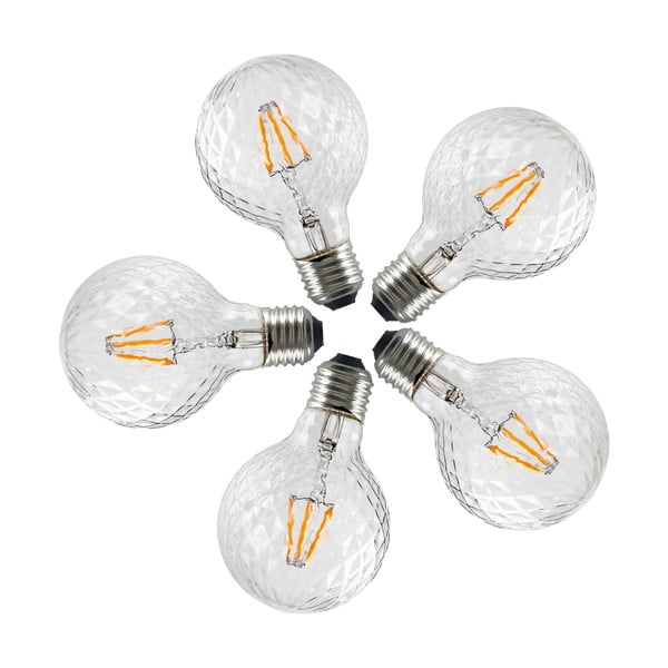 Sada 5 LED žiaroviek Bulb Attack GLOBE Clear Crystal Linear, 5,5 W