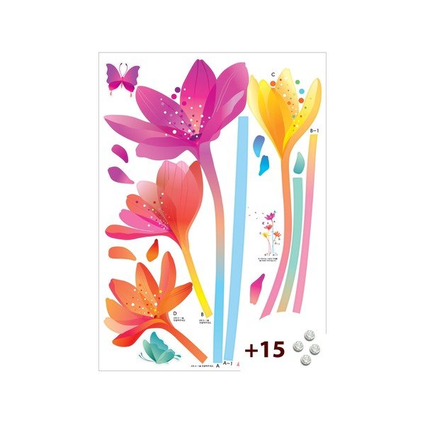 Set samolepky a 15 Swarovski krištáľov Ambience Rainbow Flowers-image-1