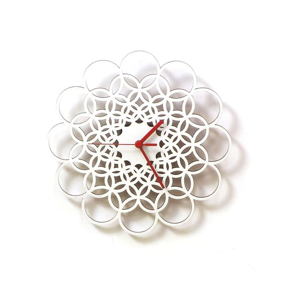 Drevené hodiny Rings biele, 29 cm