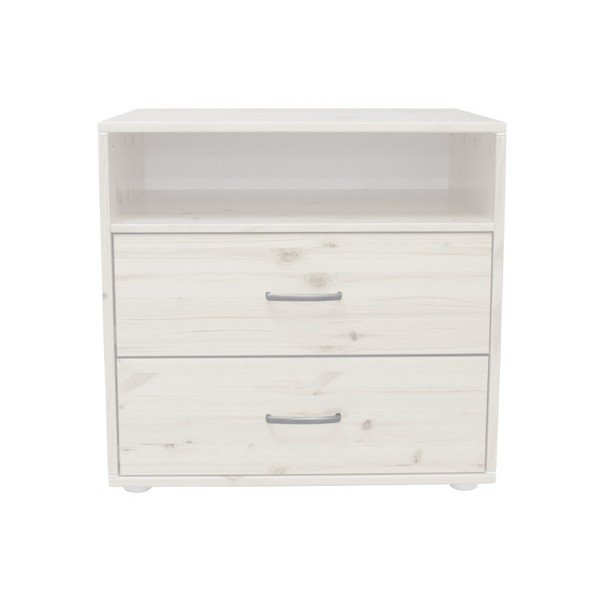 Biela detská komoda s 2 zásuvkami z borovicového dreva Flexa Classic-image-1