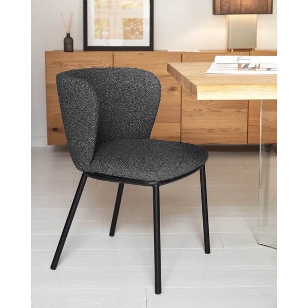 Čierne čalúnené jedálenské kreslo Ciselia – Kave Home-image-1