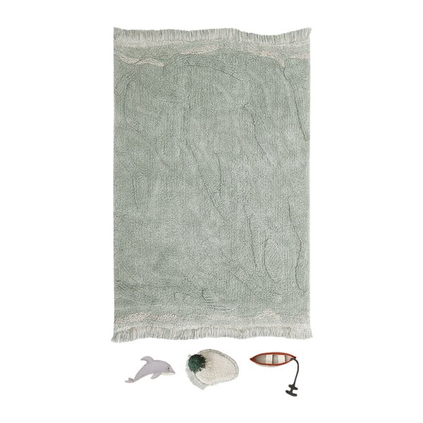 Bavlnený detský hrací koberec v mentolovej farbe 90x130 cm Waves – Lorena Canals