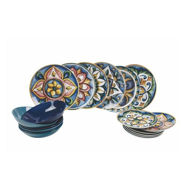 18-dielna súprava porcelánových tanierov VDE Tivoli 1996 Le Maioliche