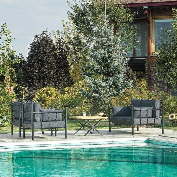 Záhradná lounge súprava v čiernej a tmavosivej farbe pre 4 Lalas – Floriane Garden-image-4