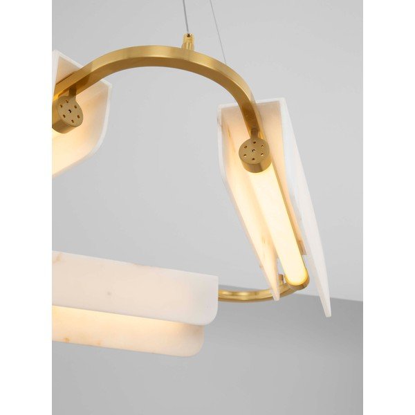 Krémovobiele/v mosadznej farbe LED závesné svietidlo v dekore mramoru so stmievačom ø 63 cm Aider – Nova Luce-image-2