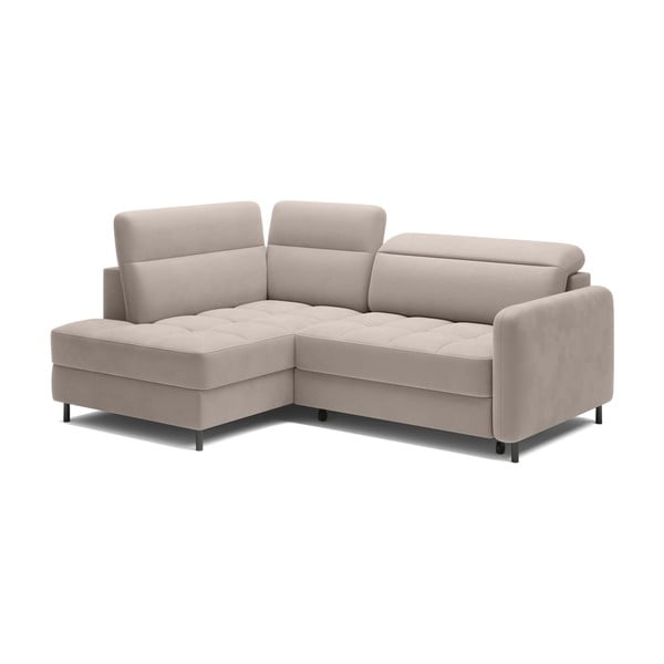 Svetlohnedá zamatová rozkladacia/s úložným priestorom rohová pohovka (ľavý roh/do L) Barea – ELTAP-image-2