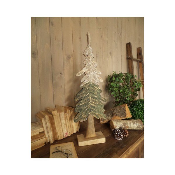 Sada 2 dekoratívnych stromčekov z mangového dreva Orchidea Milano Pine Trees, výška 73 cm