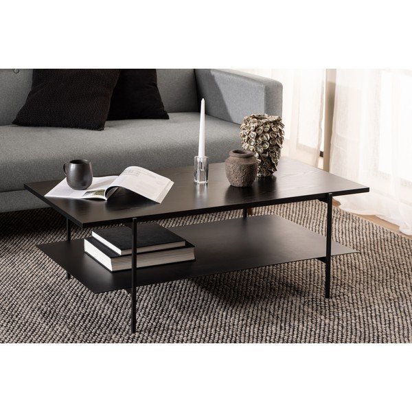 Čierny konferenčný stolík s doskou v dekore jaseňového dreva Actona Angus-image-2