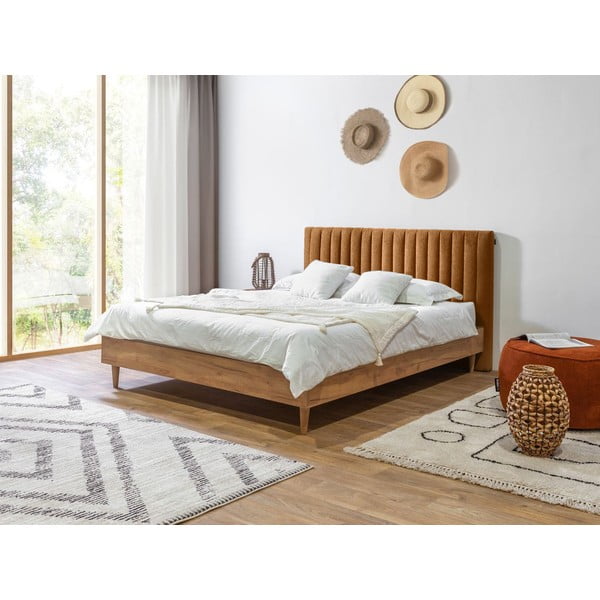 Dvojlôžková posteľ s roštom 160x200 cm v medenej/prírodnej farbe Oceane – Bobochic Paris-image-1