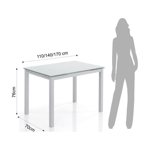 Rozkladací jedálenský stôl so sklenenou doskou 70x110 cm Fast – Tomasucci-image-4