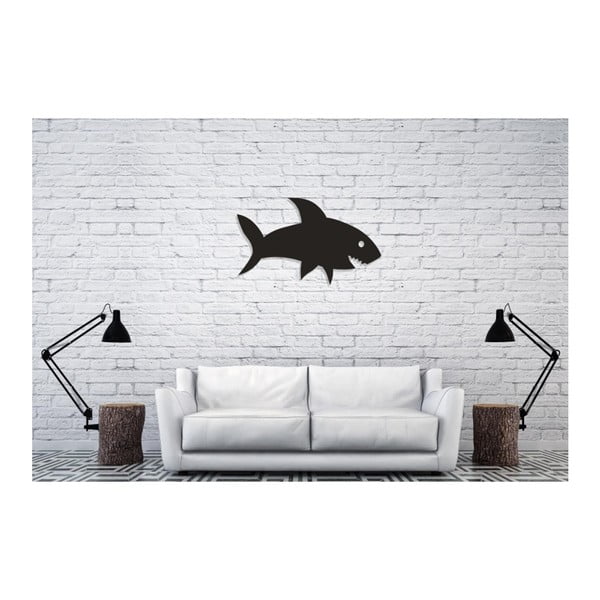 Čierna nástenná dekorácia Oyo Concept Shark, 38,5 × 60 cm