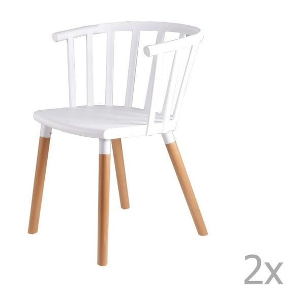 Sada 2 bielych jedálenských stoličiek s drevenými nohami sømcasa Jenna
