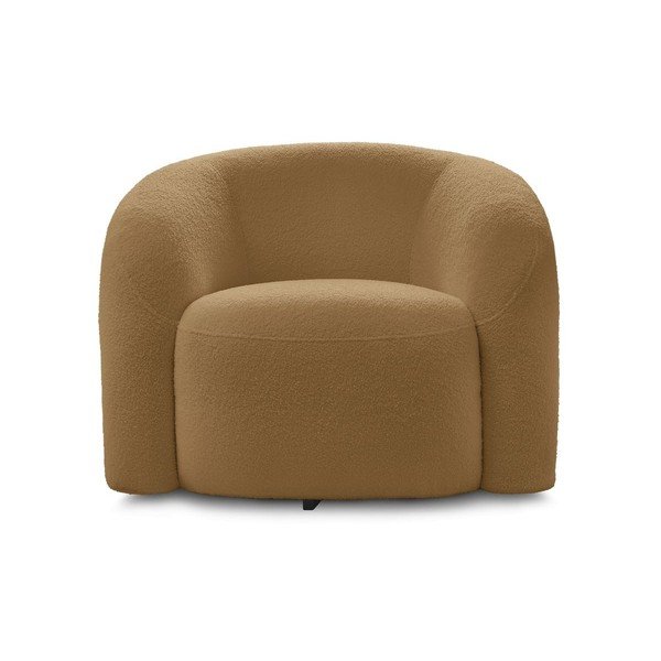 Otočné kreslo z textílie buklé v horčicovej farbe Elina – Bobochic Paris-image-2