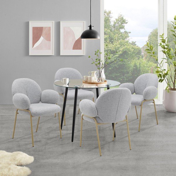 Svetlosivé čalúnené jedálenské kreslá v súprave s podrúčkami 2 ks Iwama – Støraa-image-1