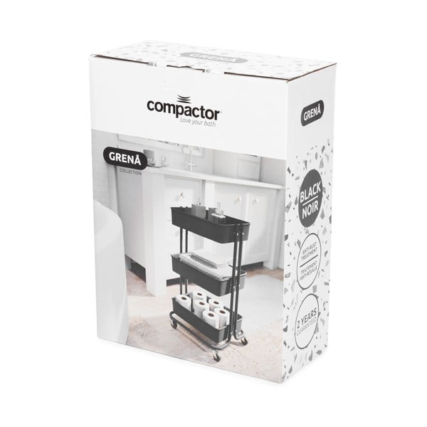 Čierny plastový pojazdný regál 43x36 cm Grena – Compactor-image-4