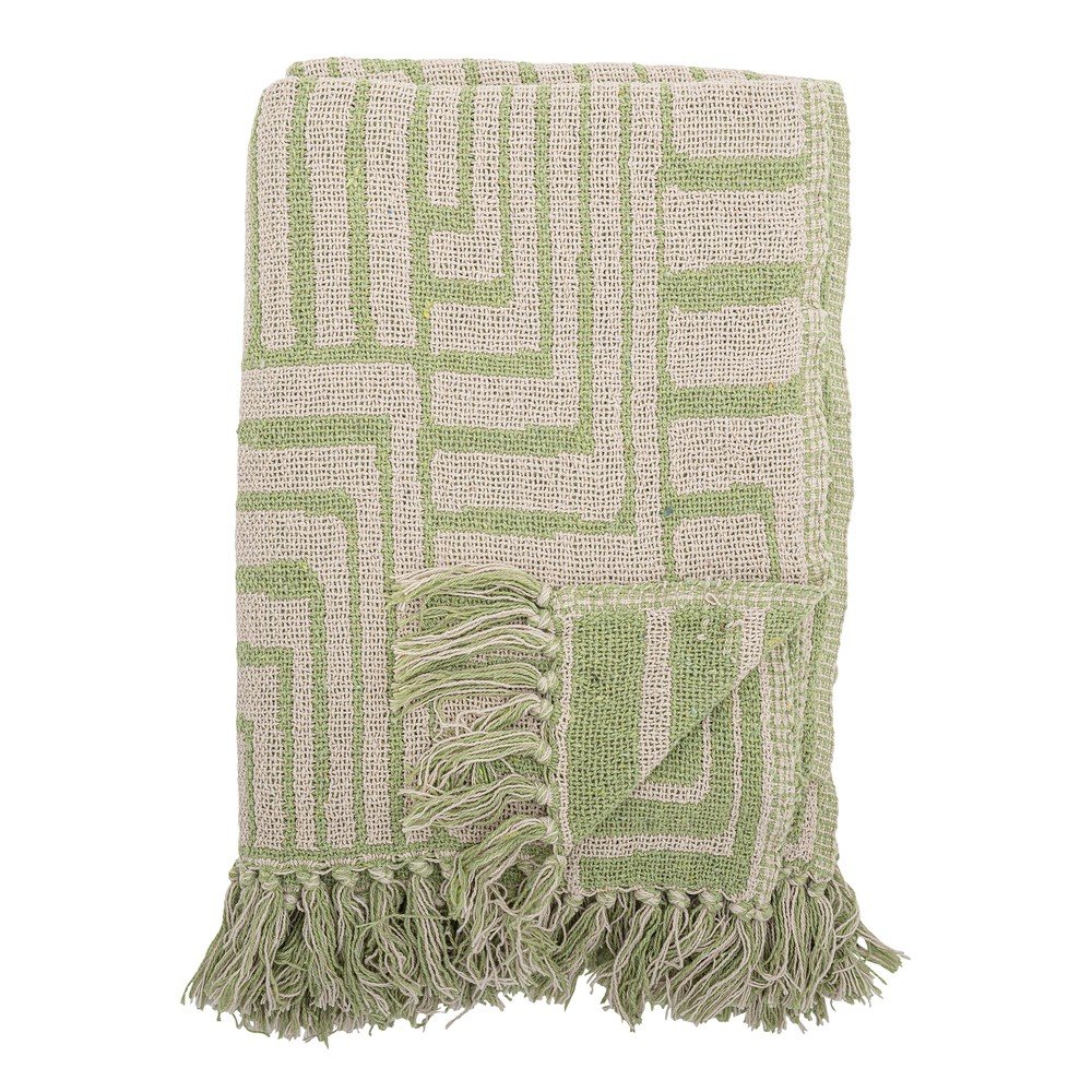 Zelená deka s prímesou bavlny 130x155 cm Velva – Bloomingville
