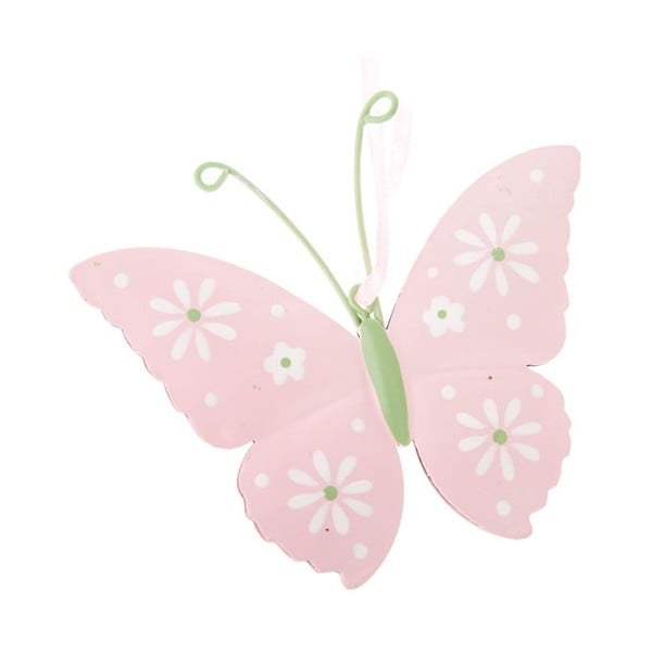 Súprava 2 ružových kovových závesných dekorácií Dakls Butterfly