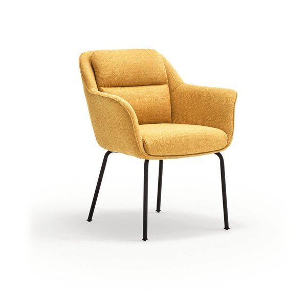 Čalúnené jedálenské kreslo s podrúčkami v horčicovej farbe Sadira – Teulat