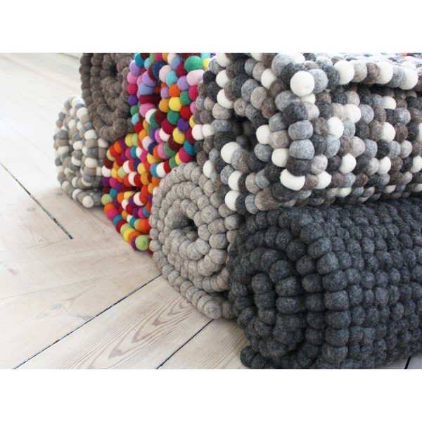 Antracitovosivý guľôčkový vlnený koberec Wooldot Ball rugs, 120 x 180 cm-image-2
