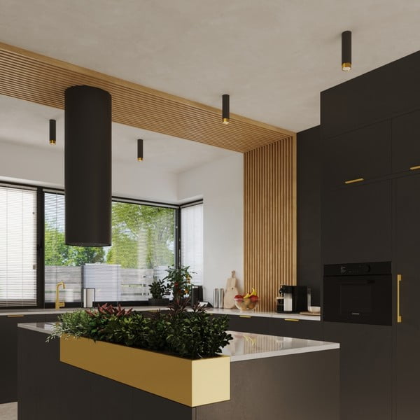 Stropné svietidlo v čierno-zlatej farbe Crown – Sollux-image-4