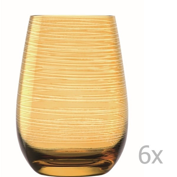 Sada 6 oranžových pohárov Stölzle Lausitz Twister, 465 ml
