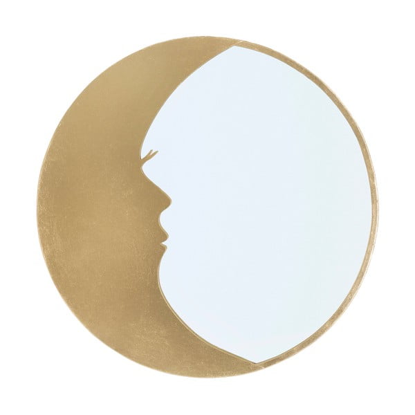 Nástenné zrkadlo s detailmi v zlatej farbe Mauro Ferretti Moon, ø 72,5 cm