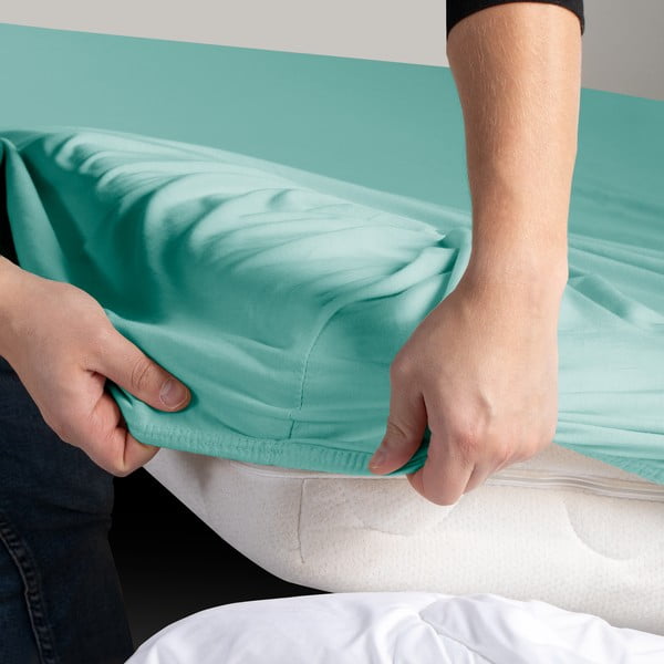 Tyrkysová napínacia plachta jersey 240x220 cm Amber – Restilo-image-3