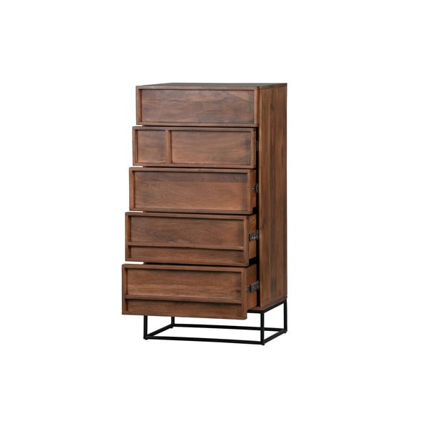 Hnedá komoda z mangového dreva s 5 zásuvkami WOOOD Forrest-image-3