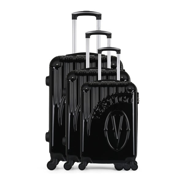 Sada 3 čiernych cestovných kufrov na kolieskach VERTIGO Cadenas Integre