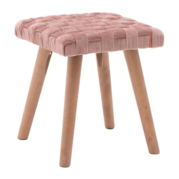 Stolička s drevenými nohami a zamatovým čalúnením v ružovej farbe InArt Deborah