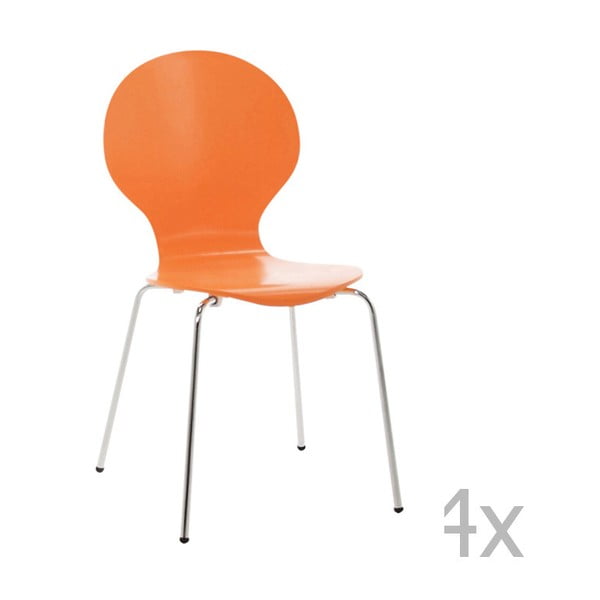 Sada 4 oranžových jedálenských stoličiek Actona Marcus Dining Chair