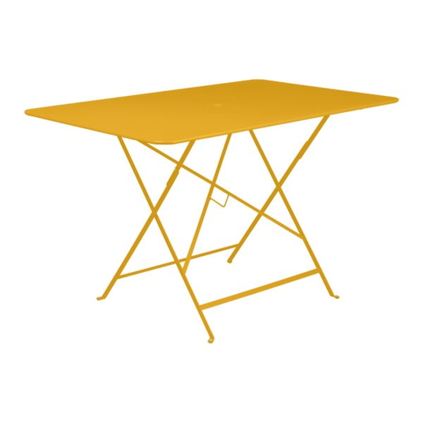 Žltý skladací záhradný stolík Fermob Bistro, 117 × 77 cm