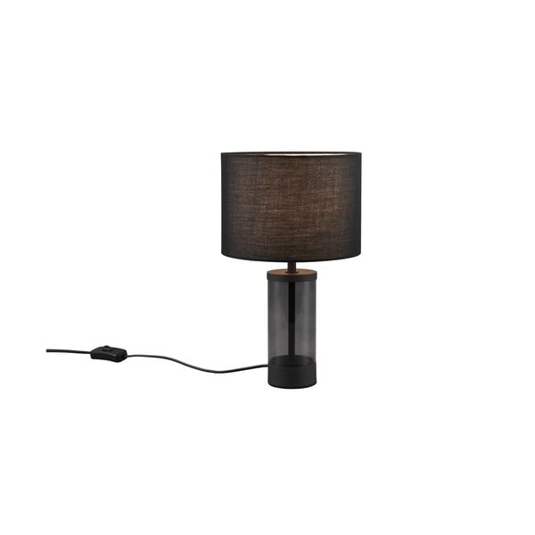Čierna stolová lampa s textilným tienidlom (výška 33,5 cm) Grazia – Trio-image-1