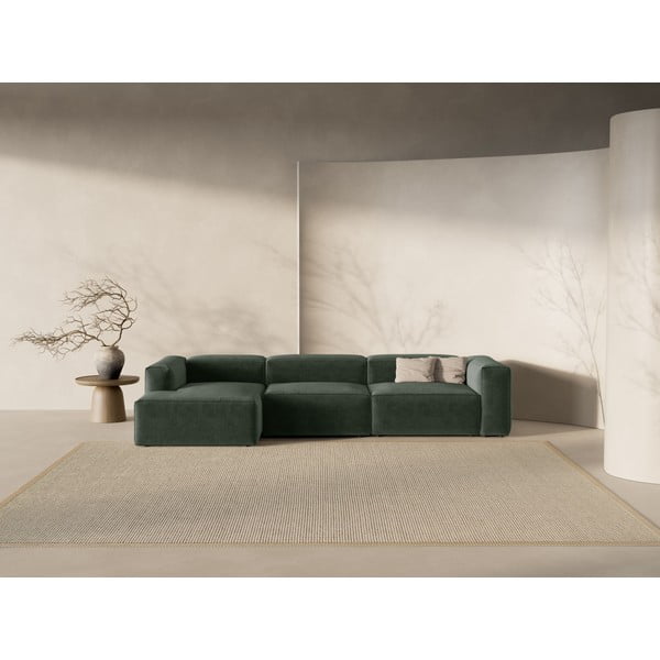 Zelená rohová pohovka (ľavý roh/s leňoškou) Bergamo – Cosmopolitan Design-image-1