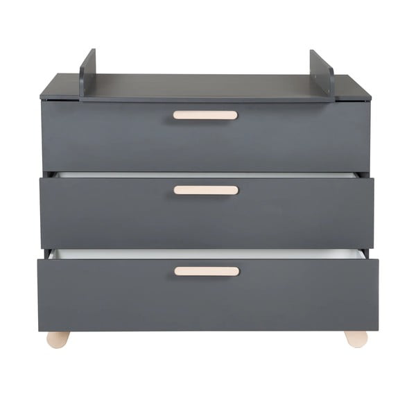 Antracitovosivá nízka detská komoda s prebaľovacím pultom 117x103 cm Jara – Roba-image-4