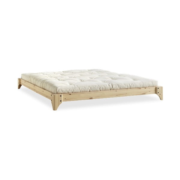 Dvojlôžková posteľ z borovicového dreva s matracom Karup Design Elan Comfort Mat Natural/Natural, 180 × 200 cm