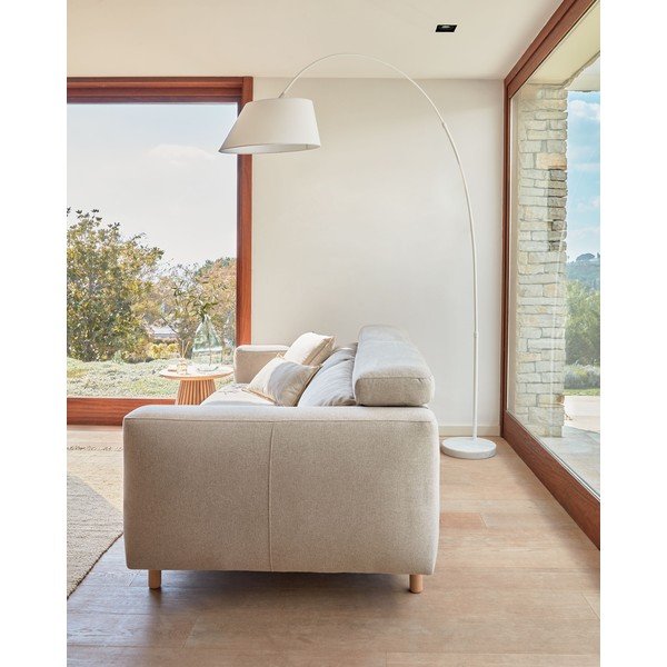 Biela stojacia lampa s textilným tienidlom (výška 189 cm) May – Kave Home-image-1