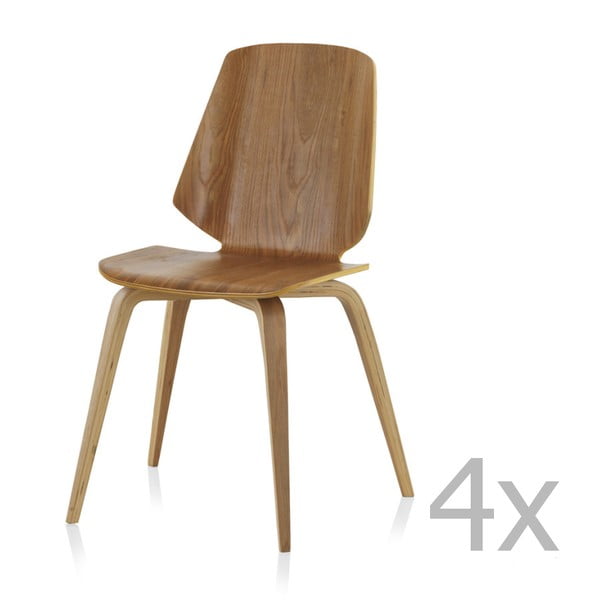 Sada 4 jedálenských stoličiek Geese Natural