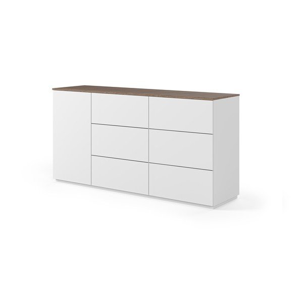 Biela komoda s doskou v dekore orecha s dverami a 6 zásuvkami Join - TemaHome-image-2