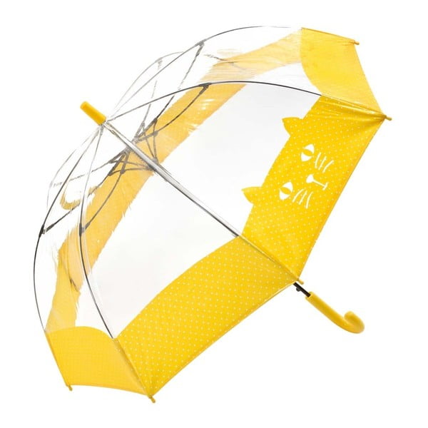 Detský transparentný dáždnik s žltými detailmi Birdcage Chat, ⌀ 74 cm